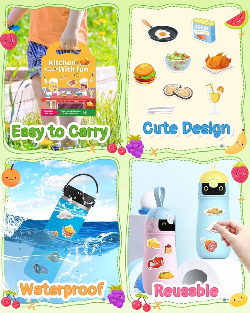 Benresive Reusable Sticker Books for Toddlers, Fun Travel Stickers for Kids, Toddler Sticker Book, Crafts Activities for Toddlers, 3 and Up Birthady Gifts - Kitchen - Image 5